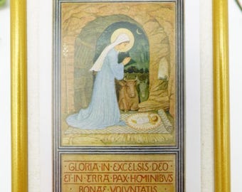 New! Beuron Nativity – Framed Holy Card – Catholic Keepsake