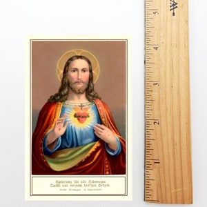 New! Sacred Heart of Jesus – G. Benziger – Restored Vintage Holy Card – pack of 10/100/1000