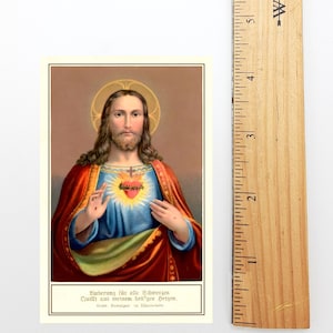 New! Sacred Heart of Jesus – G. Benziger – Restored Vintage Holy Card – pack of 10/100/1000