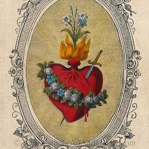 Immaculate Heart – Old Fashioned – Einsiedeln – 3 sizes – Based on Vintage Holy Card – Catholic Art Print – Catholic Gift