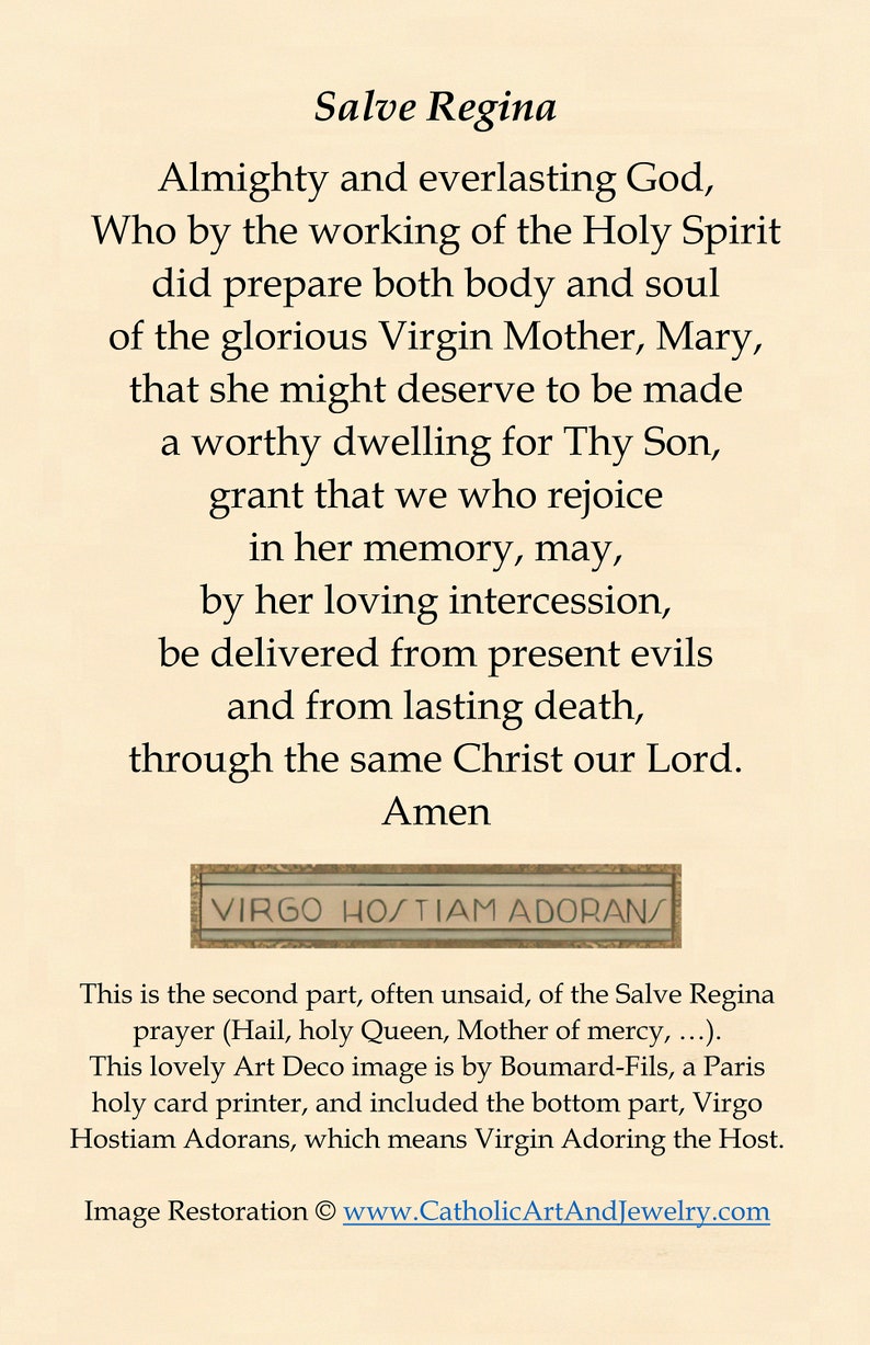 Holy Card – Salve Regina – Pack of 10/100/1000 – Restored Vintage Holy ...