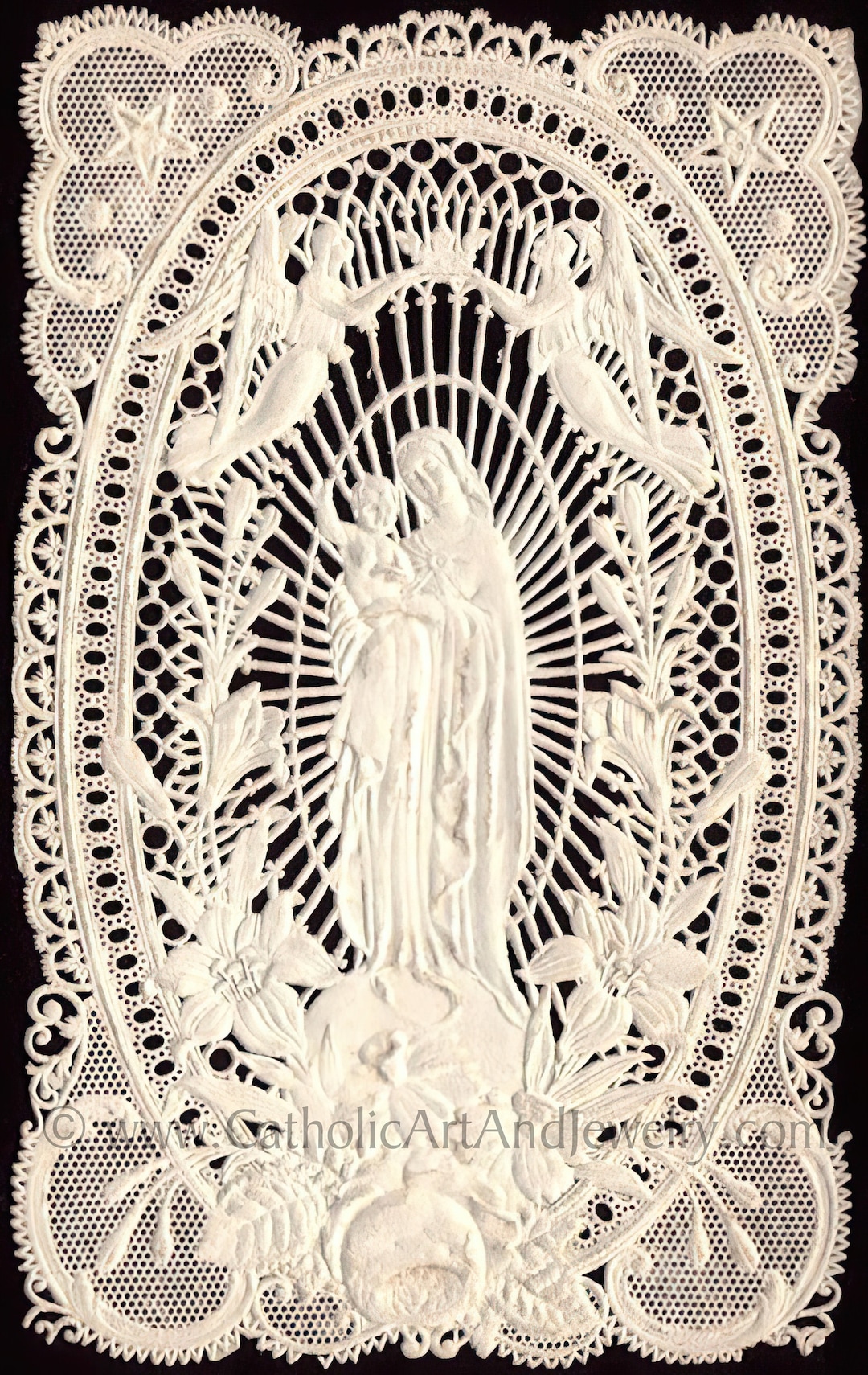 Madonna and Child Art Print – Based on a Paper Lace Vintage French Holy ...