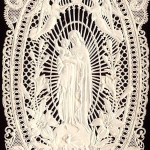 Madonna and Child Art Print – based on a Paper Lace Vintage French Holy Card – Catholic Gift