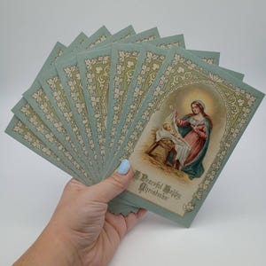 New!  A Peaceful, Happy Christmas – Christmas Postcard with Envelopes Available – 3, 10, or 100 – Restored Vintage Religious Postcard