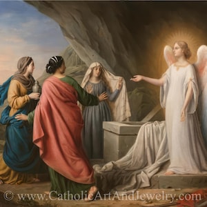 Nowość! Trzy kobiety przy grobie Chrystusa – Irma Martin – Les trois femmes au tombeau du Christ – Catholic Art Print – Archival Quality