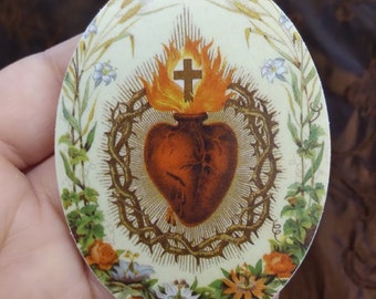 Sticker–Sacred Heart of Jesus –based on a Vintage Holy Card – Catholic Sticker