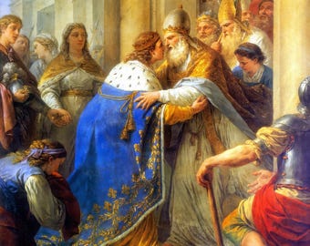 Meeting of St. Louis, King of France, with Pope Innocent IV – Louis-Jean-François Lagrenée – Beautiful Catholic Art – Archival Quality