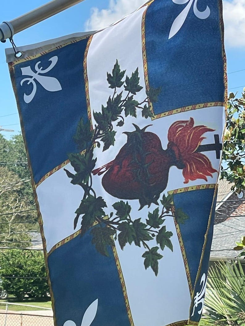 New Sizes! Flag of the Sacred Heart – Indoor/outdoor Flag – Polyester – 2x3, 3x5, 4x6, 5x8, 6x10, or 1x1.5 Feet