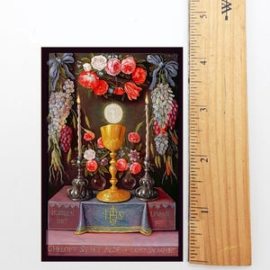 New! St. Therese and the Eucharist – Art by Jan van Kessel – Vintage Holy Card – pack of 10/100/1000
