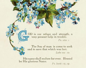 God Is Our Refuge and Strength – Psalm 46:1 – Luke 19.10 – Vintage Bible Art – Inspiring and Encouraging