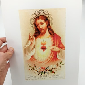 Sacred Heart of Jesus Sweet Heart of Jesus based on a Vintage American Holy Card Catholic Art Print Archival Catholic Gift 8.5x11 unframed