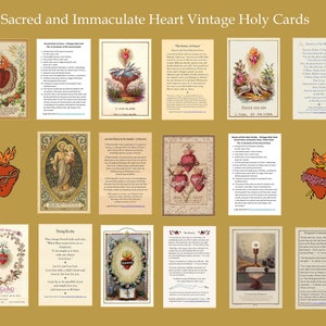 Restaurations vintage de cartes sacrées - Lot de 8 variétés Sacré-Cœur - Belles et inspirantes