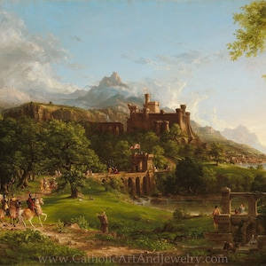 New! “The Departure” – Medieval Catholic Crusaders – Thomas Cole – Beautiful Catholic Art – Archival Quality