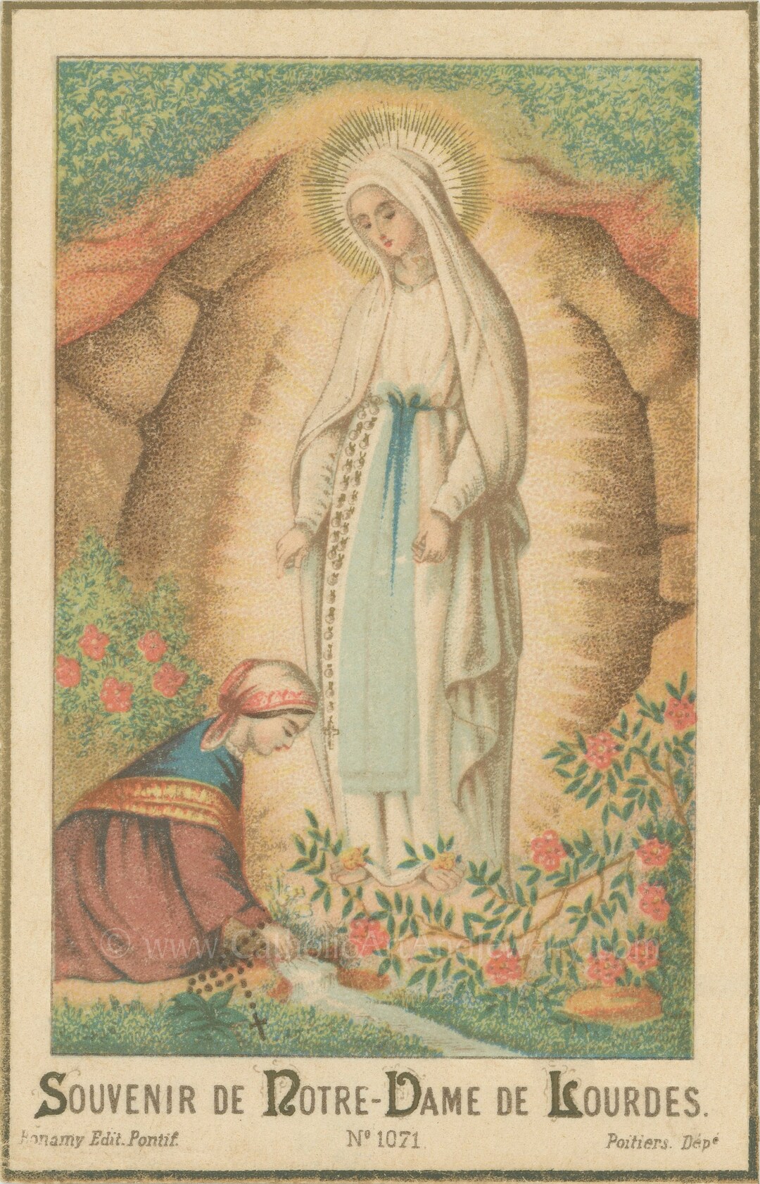 Our Lady of Lourdes – Based on Vintage Holy Card – Catholic Art - Etsy