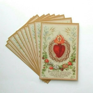 Carte postale du Sacré-Cœur de Jésus / Carte sainte 4 x 6 - lot de 3, 10 ou 100 - basé sur une carte sainte vintage - Art catholique victorien