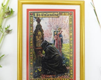 New! Saint Valentine – Vintage Illustration – Framed Holy Card – Catholic Keepsake