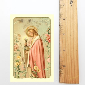 Anima Christi - Jésus tenant l'Eucharistie - Carte sainte vintage restaurée - lot de 10/100/1000