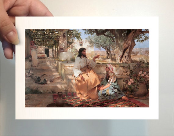 絵画　リトグラフ大　教会のある街　ジェームス・フォード　新品額装　箱付 マルタとマリアとイエス – 4 サイズ – ヘンリク・シェミラツキ