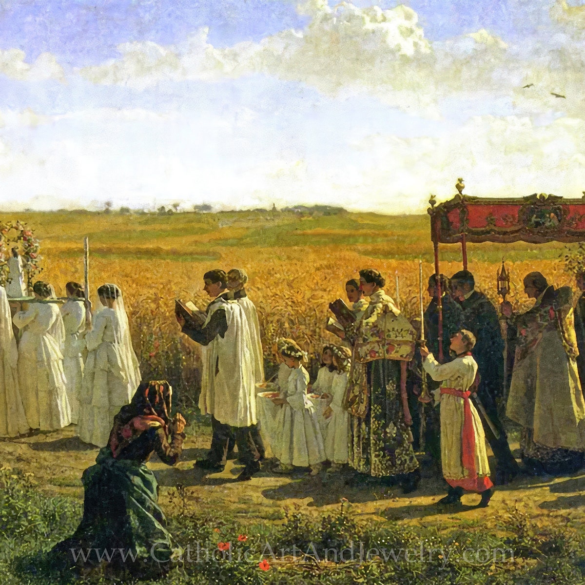 Procession, “La Bénédiction des blés en Artois” – Jules Breton – Beautiful Catholic Art – Archival Quality