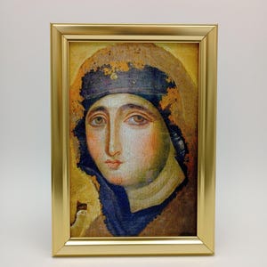 Oudste Maria-icoon in Rome – ingelijst: 4 x 6 inch – 2 gouden stijlen