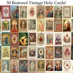 50 cartes sacrées vintage restaurées - Lot de 50 variétés - Belles et inspirantes - (Les cartes peuvent varier légèrement de celles illustrées)