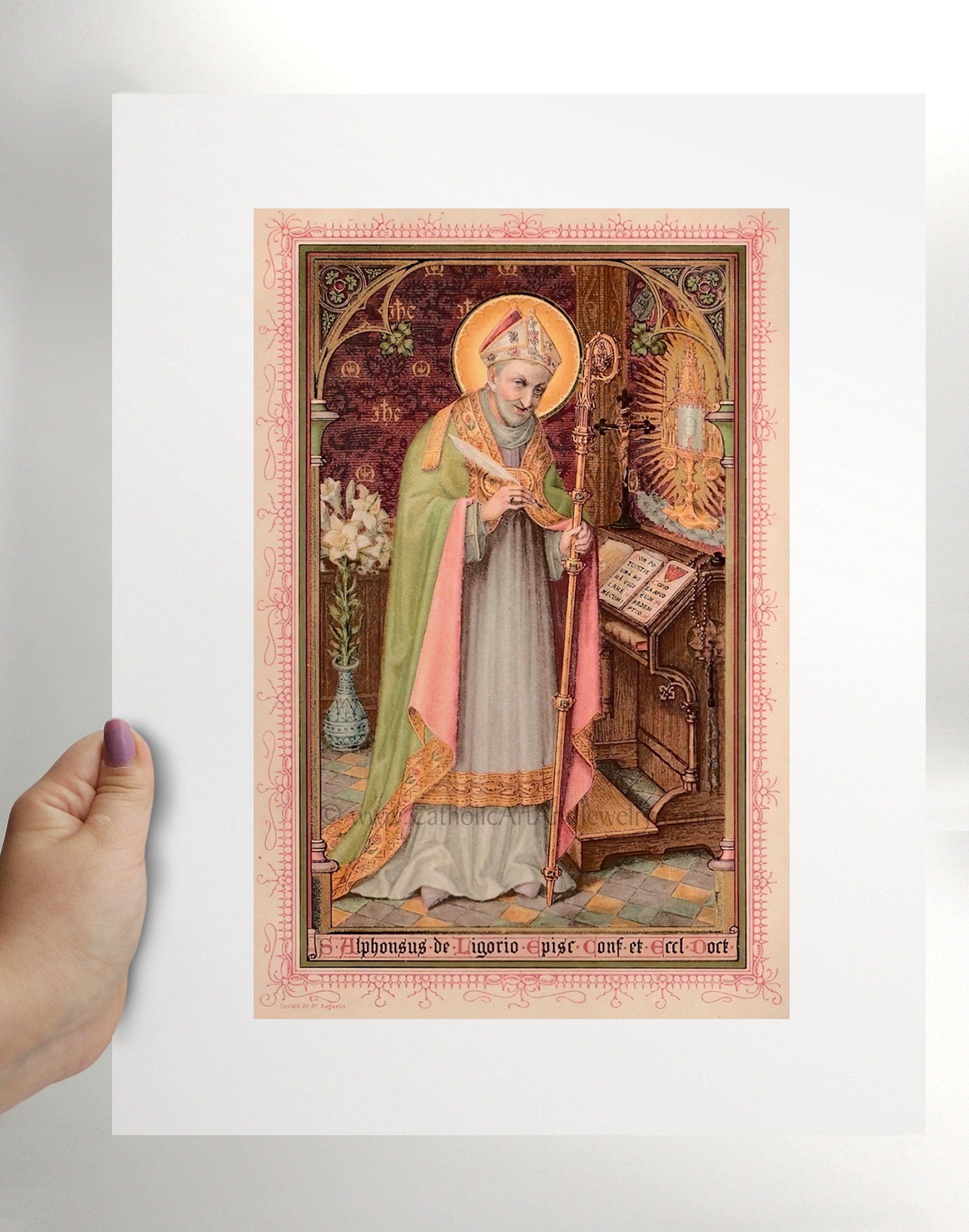 St. Alphonsus Liguori – 3 Sizes – Based on an Antique Holy Card ...