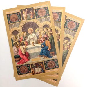 Carte postale La Cène – lot de 3, 10 ou 100 – par Max Schmalzl, d'après un missel romain