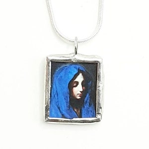 Blue Madonna - Pendant - Holy Medal -  Catholic Necklace