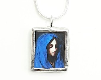 Blue Madonna - Pendant - Holy Medal -  Catholic Necklace