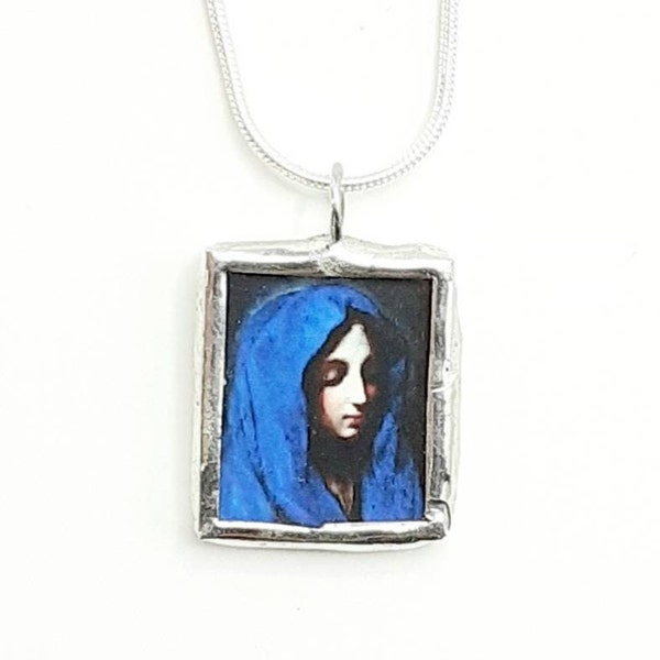 Blue Madonna - Pendant - Holy Medal -  Catholic Necklace