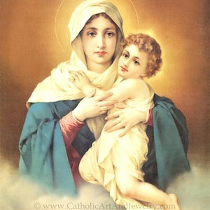 New Restoration! Mother Thrice Admirable, Queen and Victress of Schoenstatt – MTA – by Luigi Crosio – Catholic Art Print – Archival Quality
