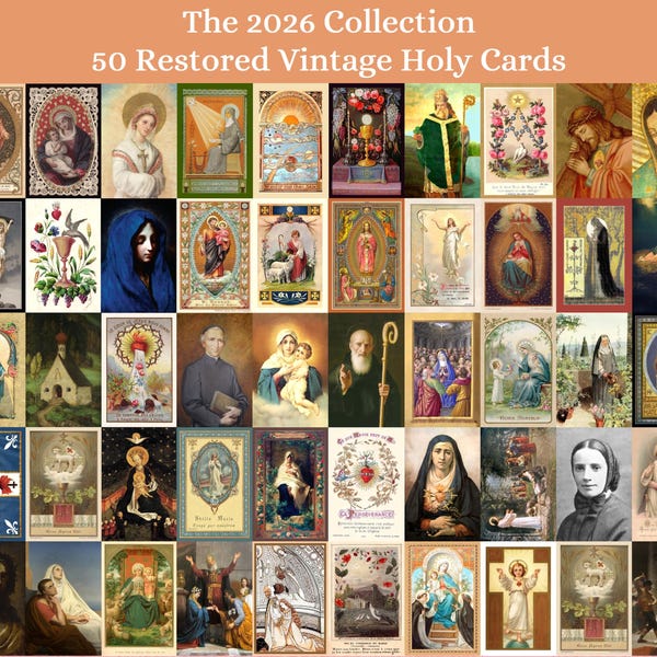 New! The 2026 Collection – Variety Pack #2 – 50 Restored Vintage Holy Cards – Beautiful and Inspirational