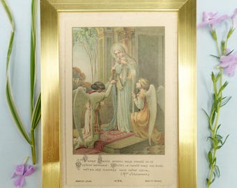 New! Mary Receiving Communion – Framed Holy Card – Catholic Keepsake