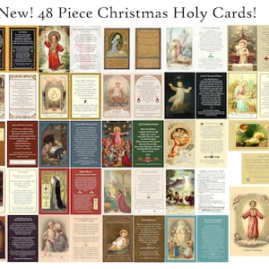 Nouveau ! Cartes sacrées de Noël - Lot de 48 cartes sacrées vintage restaurées (2 x 24) - Lot varié - Belles et inspirantes
