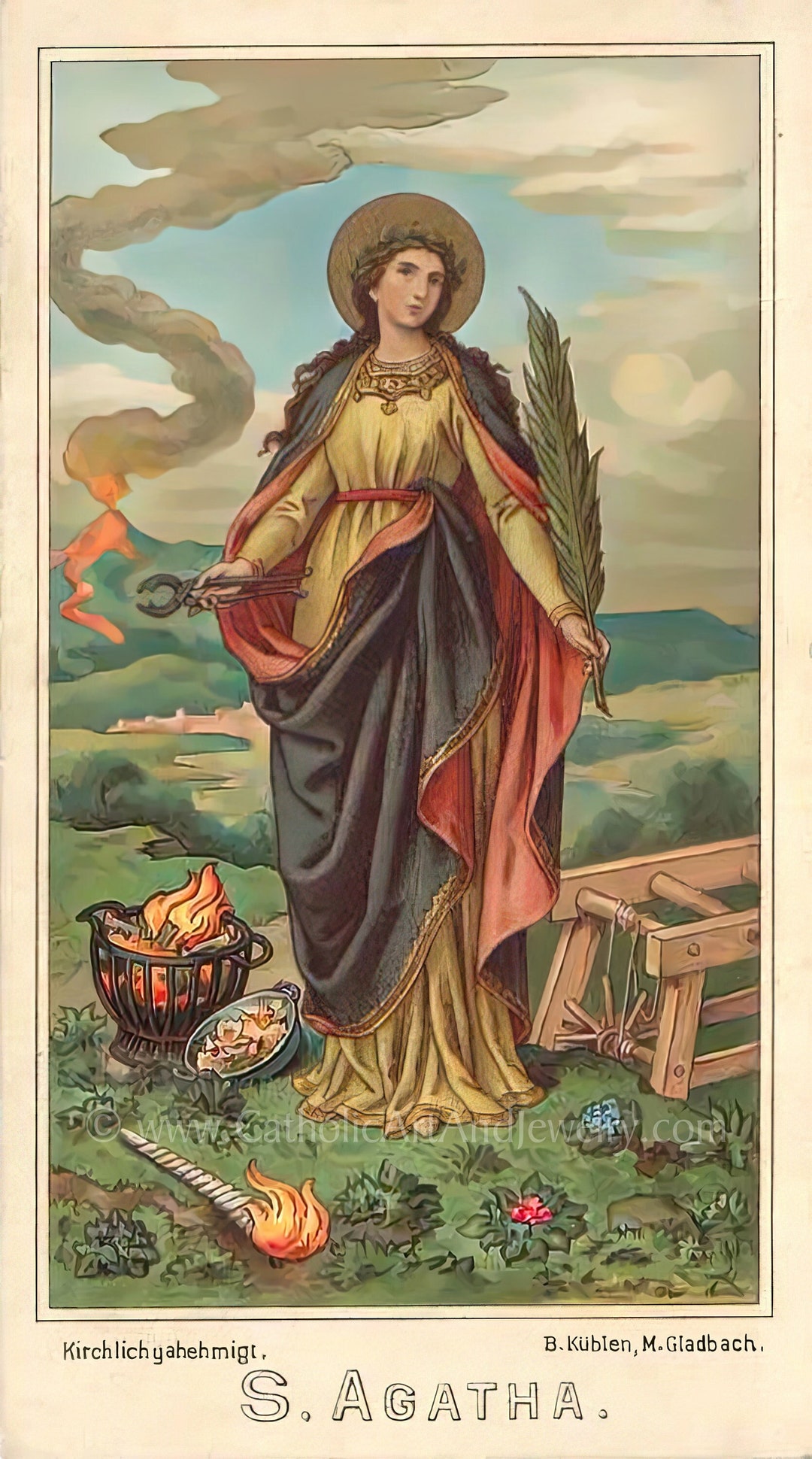 St. Agatha 2 Sizes Based on a Vintage Holy Card Etsy