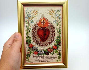 Sacred Heart – 4x6&quot; Framed Picture – Catholic Keepsake