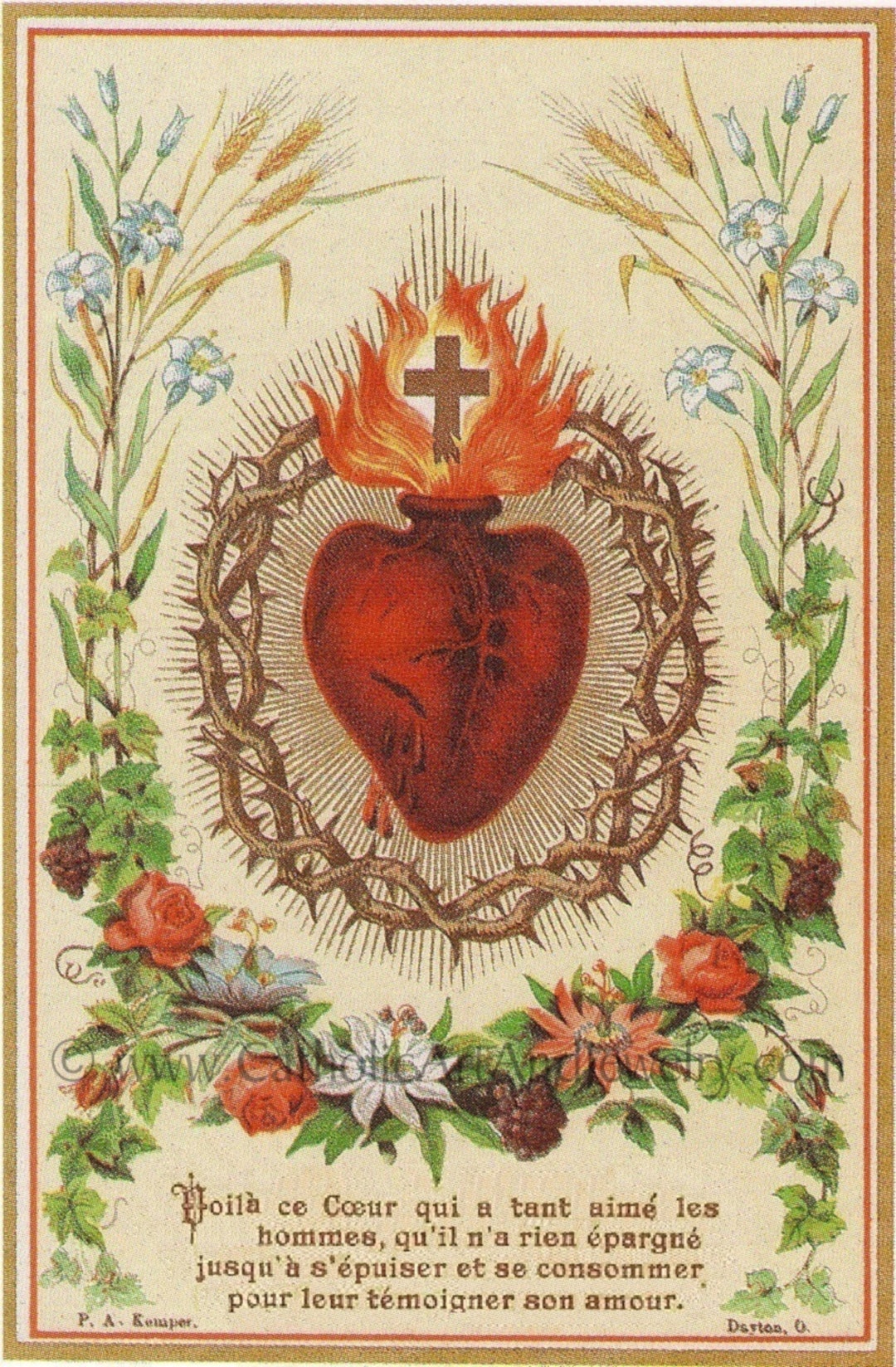 Sacré-Cœur de Jésus - 21,59 x 27,94 cm - d'une ancienne carte sacrée - impression d'art catholique - Etsy France