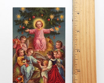 Christmas Prayer Card #1 – pack of 10/100/1000 – Stocking Stuffer – Keeping Christ in Christmas! – Restored Vintage Holy Card