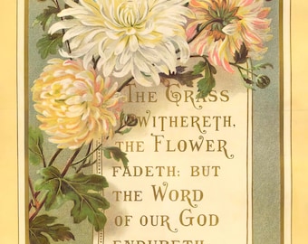 The Word of Our God Endureth Forever – Isaiah 40:8 – Vintage Bible Art – Inspiring and Encouraging