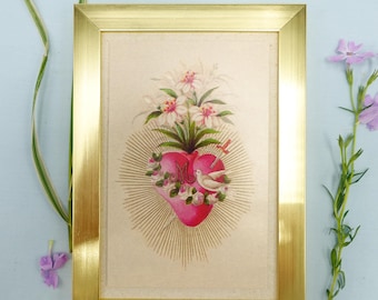 New! Immaculate Heart of Mary – Framed Holy Card – Catholic Keepsake