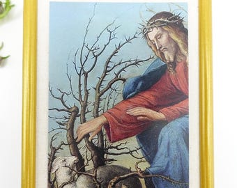 New! I Will Seek What Was Lost – by Edouard Von Steinle  – Framed Holy Card – Catholic Keepsake