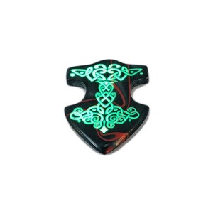 MJOLNIR [Thor's Hammer] Guitar Pick (Single), Glow in the Dark, Handcrafted Acrylic, Boutique Plectrum