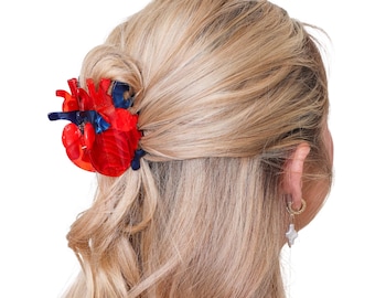Half Up Anatomical Heart Claw Clip