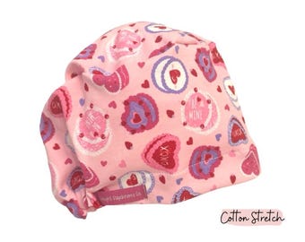 Valentine Cakes Cotton Stretch Euro Scrub Hat