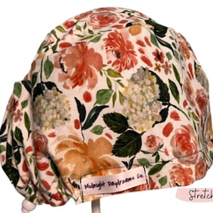 Sunrise in an English Garden Cotton Stretchy Euro Scrub Hat