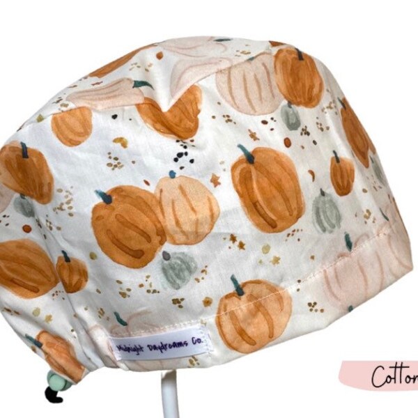 Watercolor Fall Pumpkins Euro Scrub Cap