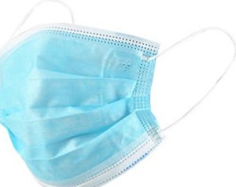 Cloth Blue Face Mask Cover - 25/pack, disposable, 3 ply - Resealable Sanitary Pouch