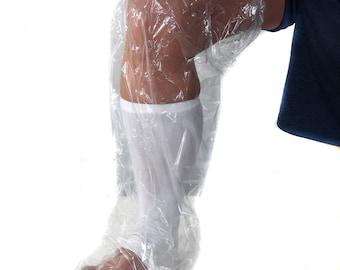 CAST COVER for shower - 4 pack - LARGE, Ankle, Leg, Foot Waterproof Wound Protection, Disposable -Fits Calf-thigh 17 - 22"  Tattoo