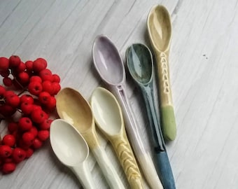 Ceramic spoons, select from options, functional ceramics, product photography props, handmade in the UK.