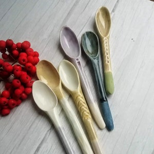 Ceramic spoons, select from options, functional ceramics, product photography props, handmade in the UK.